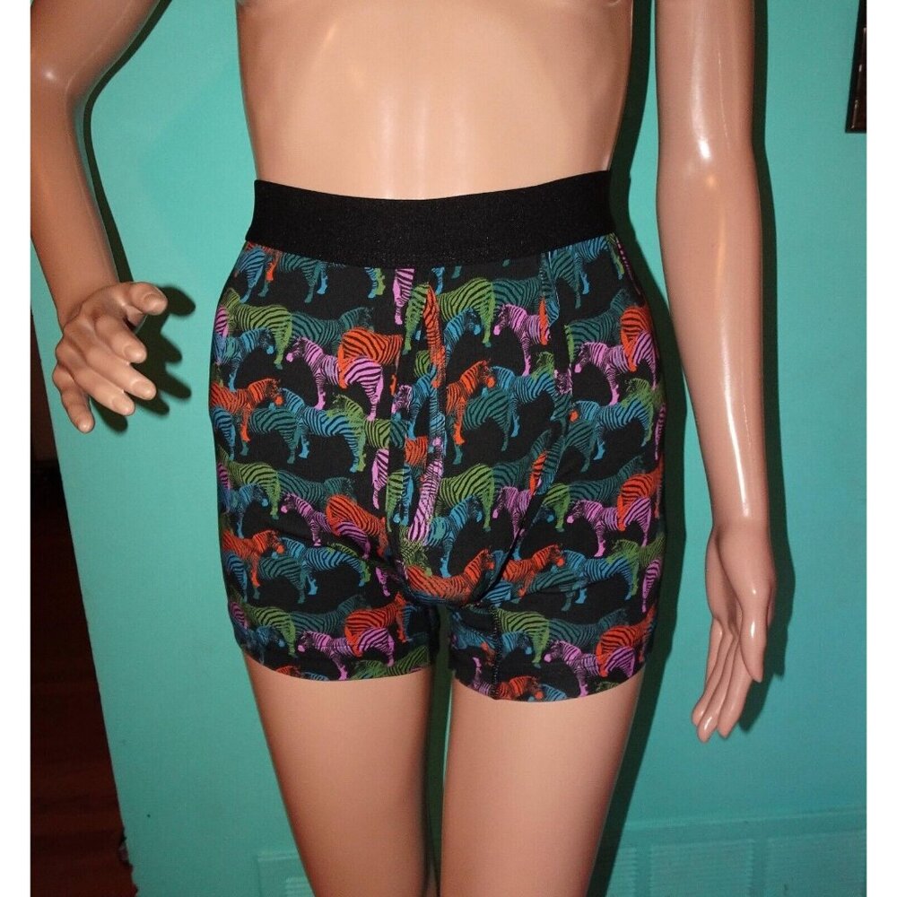 Vintage Zebra Pattern Boxer Briefs M crotch flap boxers men's underwear